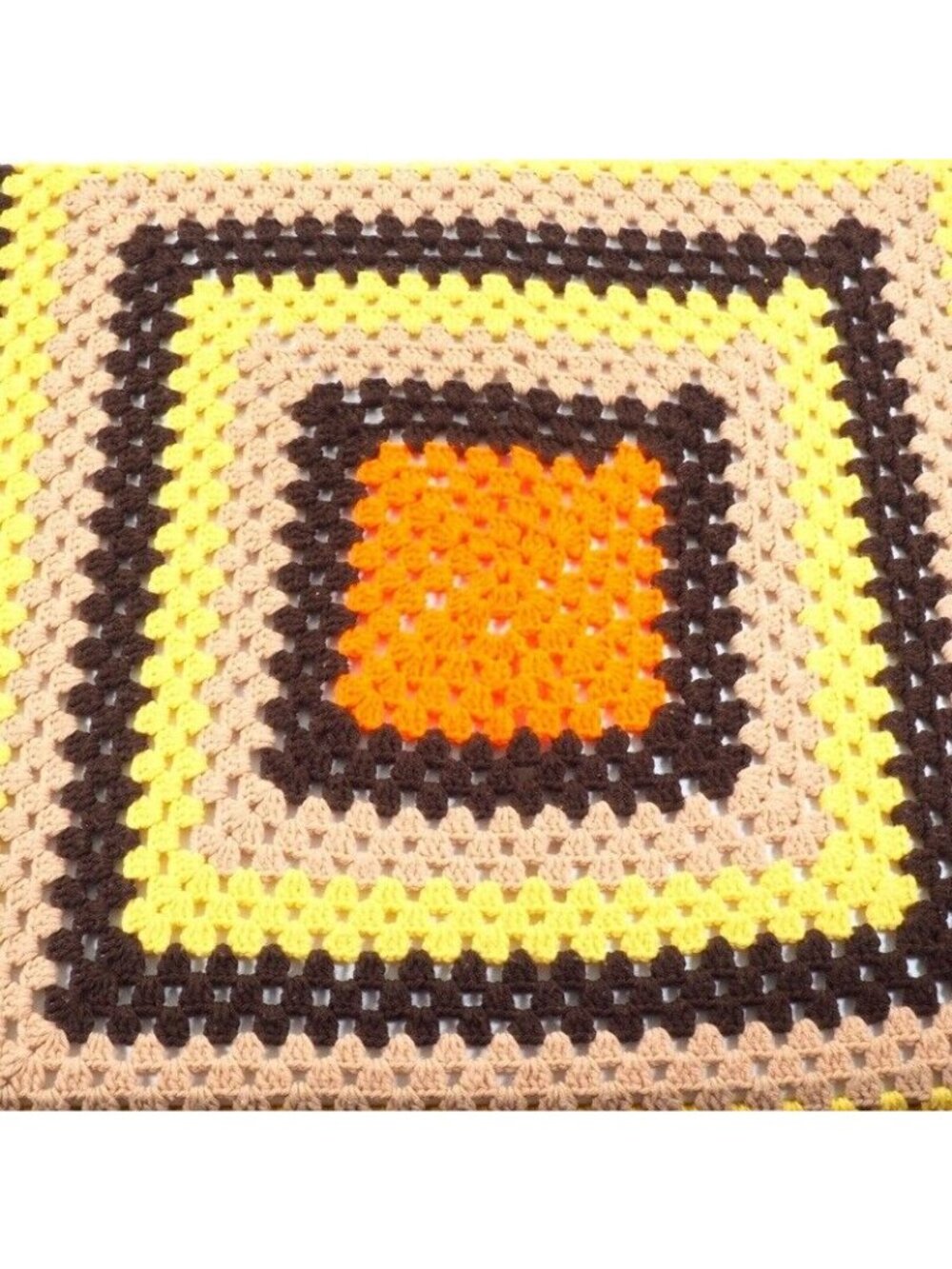 Vintage Hand Made Crochet Afghan Multi Color Blanket Throw 40" x 40" - Picture 5 of 5